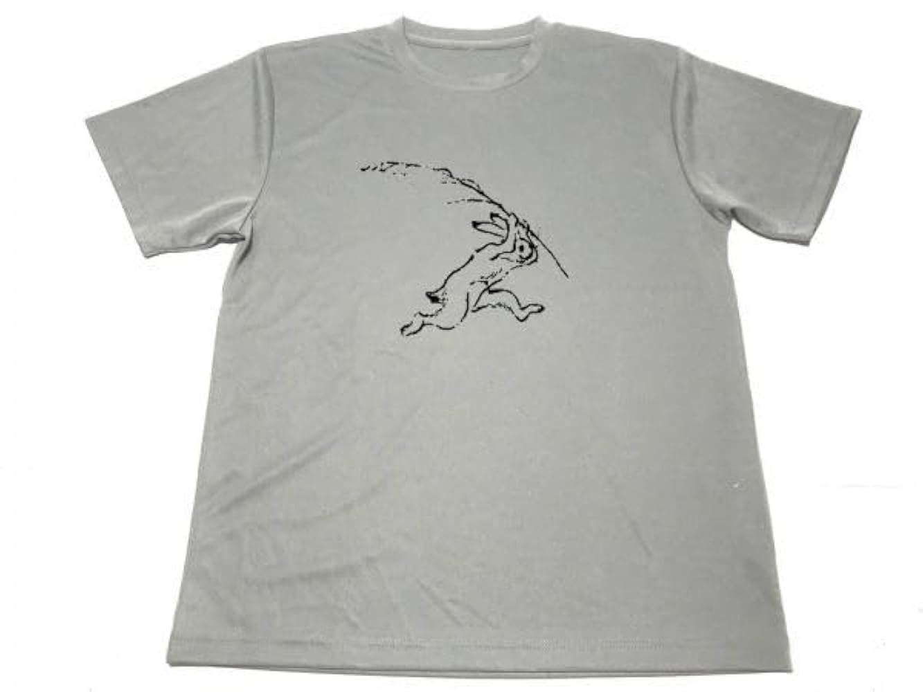 Amazon | [TUGE9999] 鳥獣戯画 兎 ドライ Tシャツ グレー 笹追い